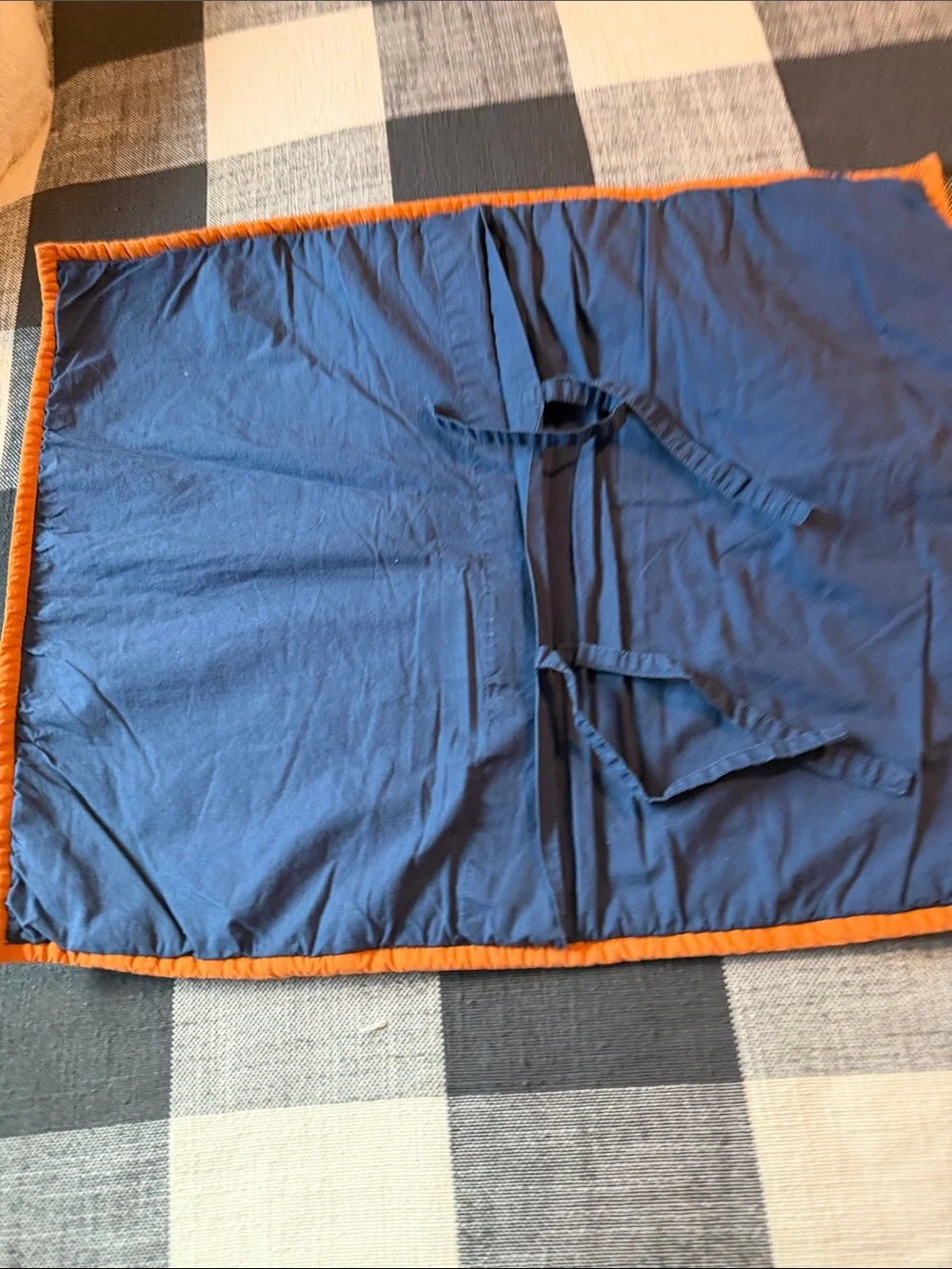 Land Of Nod Navy Quilted Mat with Orange Border